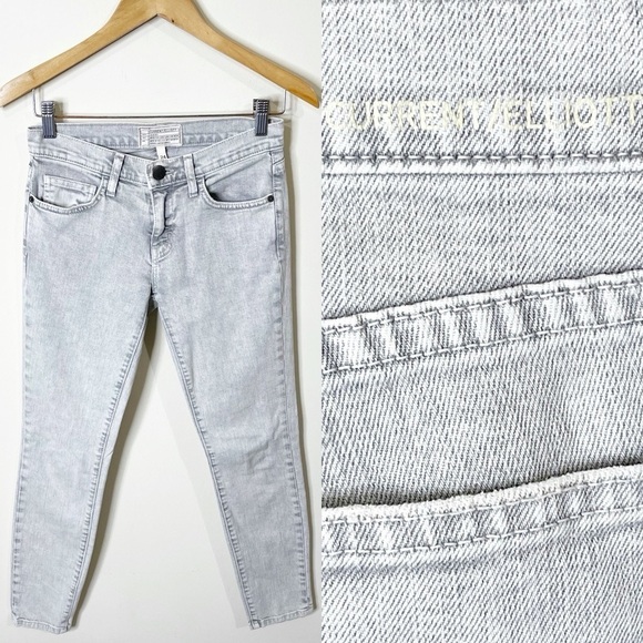 Current Elliott Revolve Soft Grey The Stiletto Skinny Jeans Size 24 - Picture 2 of 10